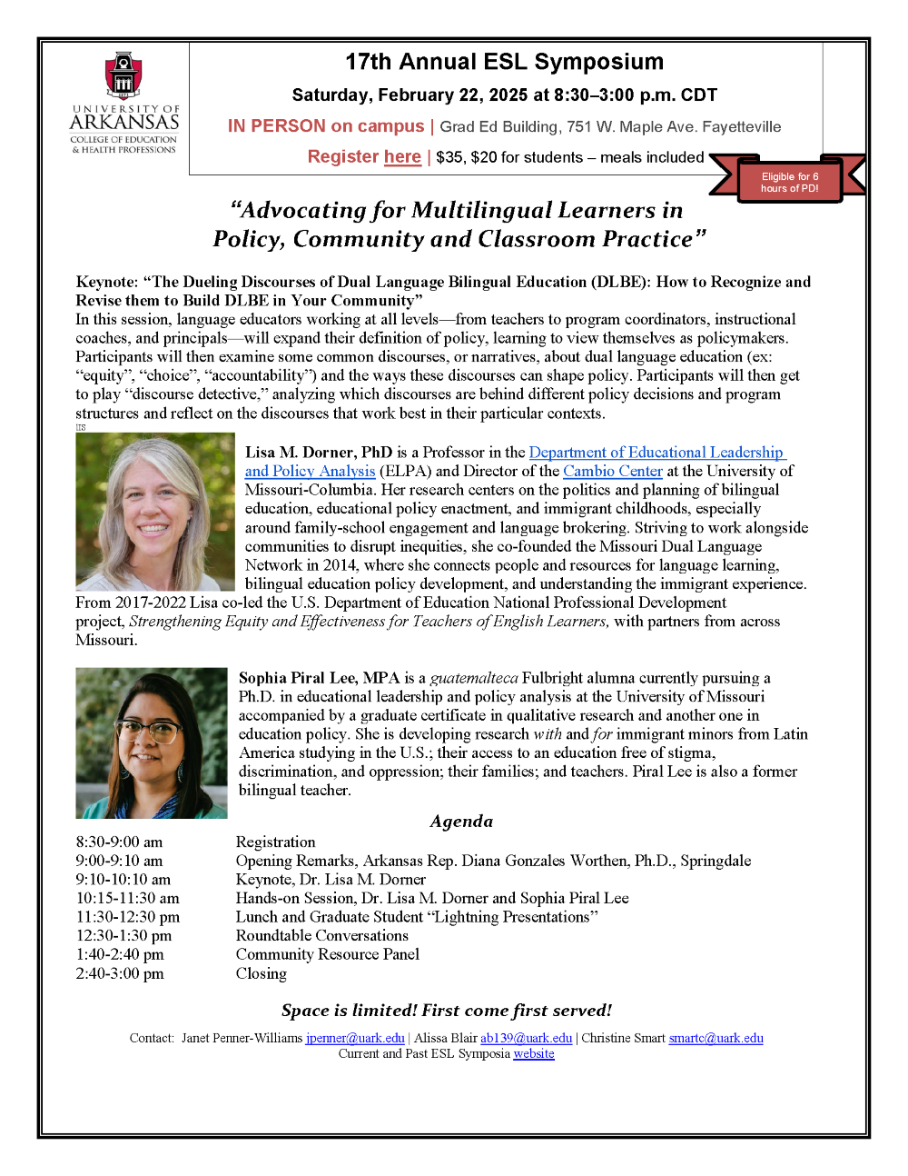 Flyer for the 17th-annual ESL Symposium 2025