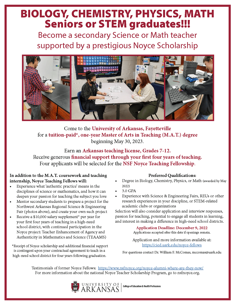 Click to open PDF of flyer for the 2023 MAT Noyce Fellowship
